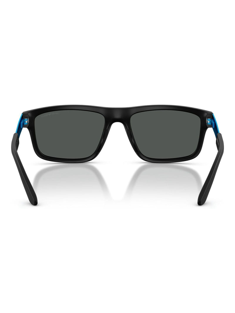 Emporio Armani rectangle sunglasses matte black dark grey lenses, imported from the UK