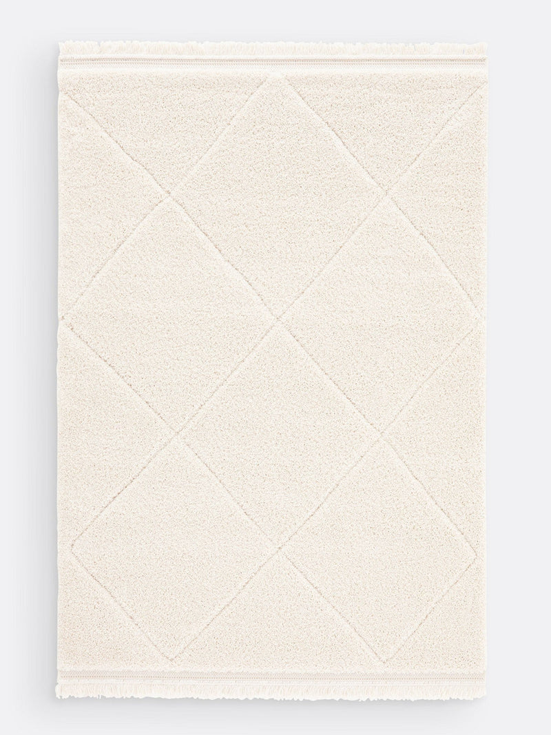 La Redoute Intérieurs ecru fringed berber-style rug - British product