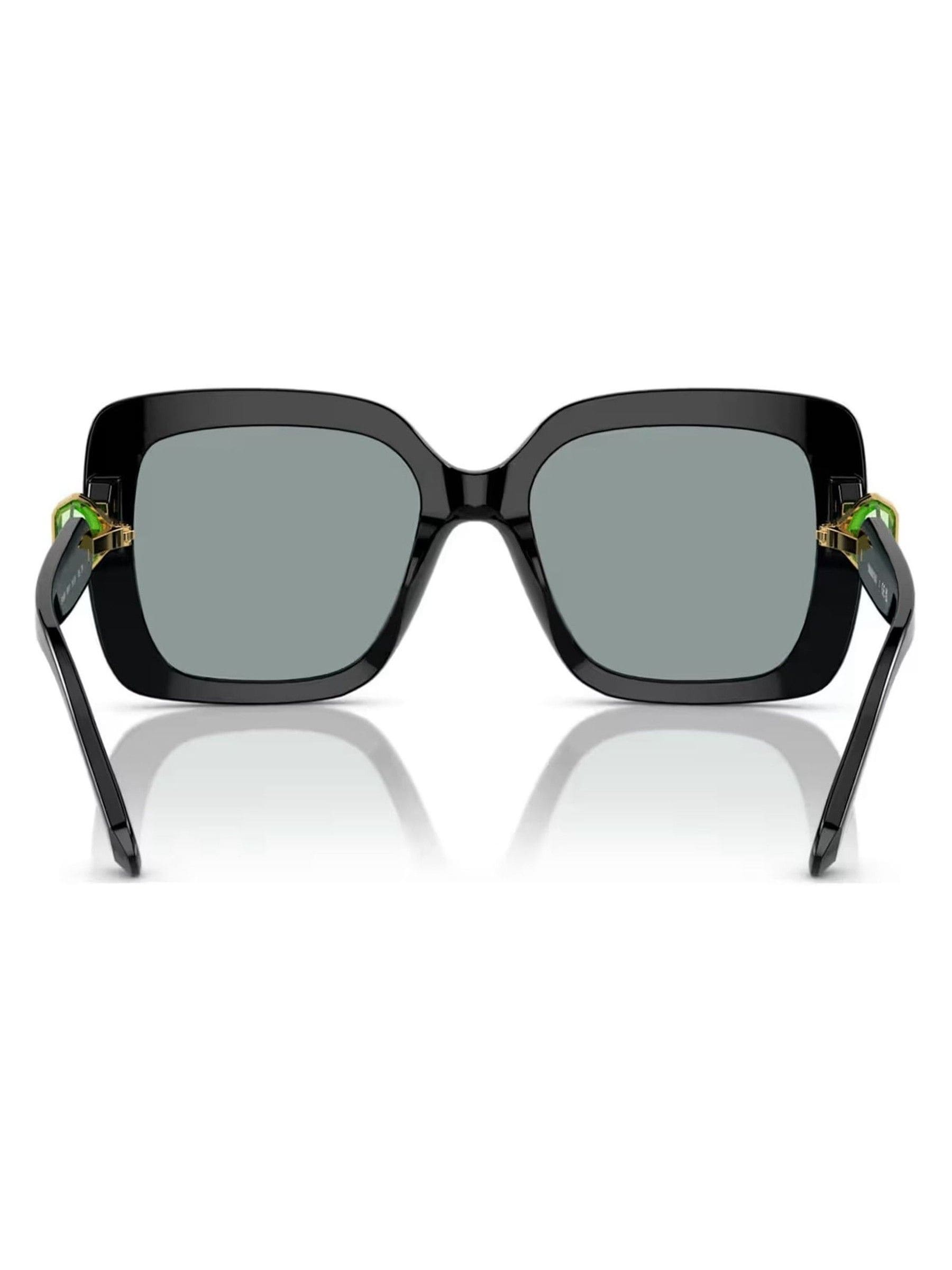 Swarovski black square sunglasses with dark grey lenses, UK version