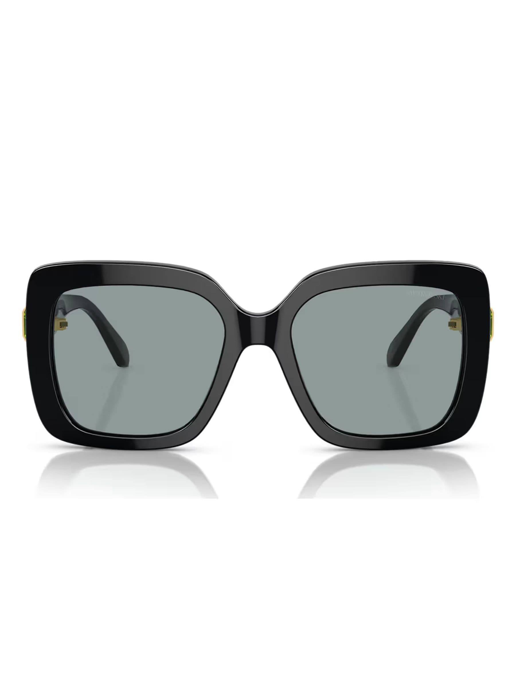 Swarovski black square sunglasses with dark grey lenses, UK version