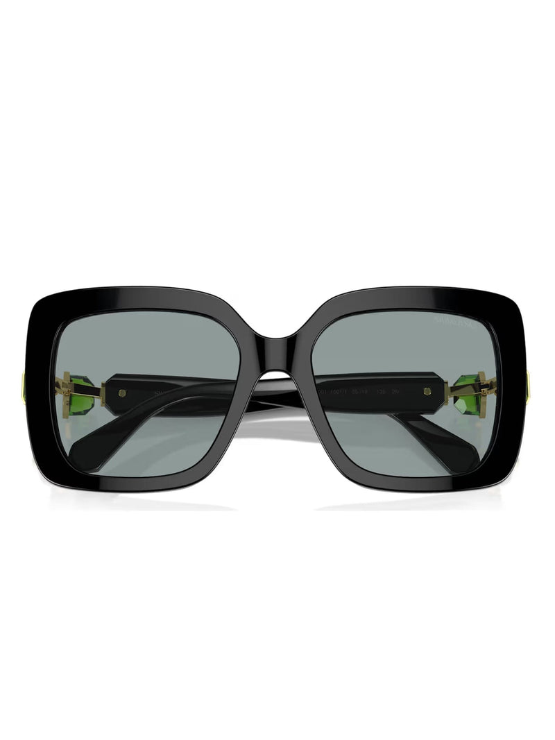 Swarovski black square sunglasses with dark grey lenses, UK version