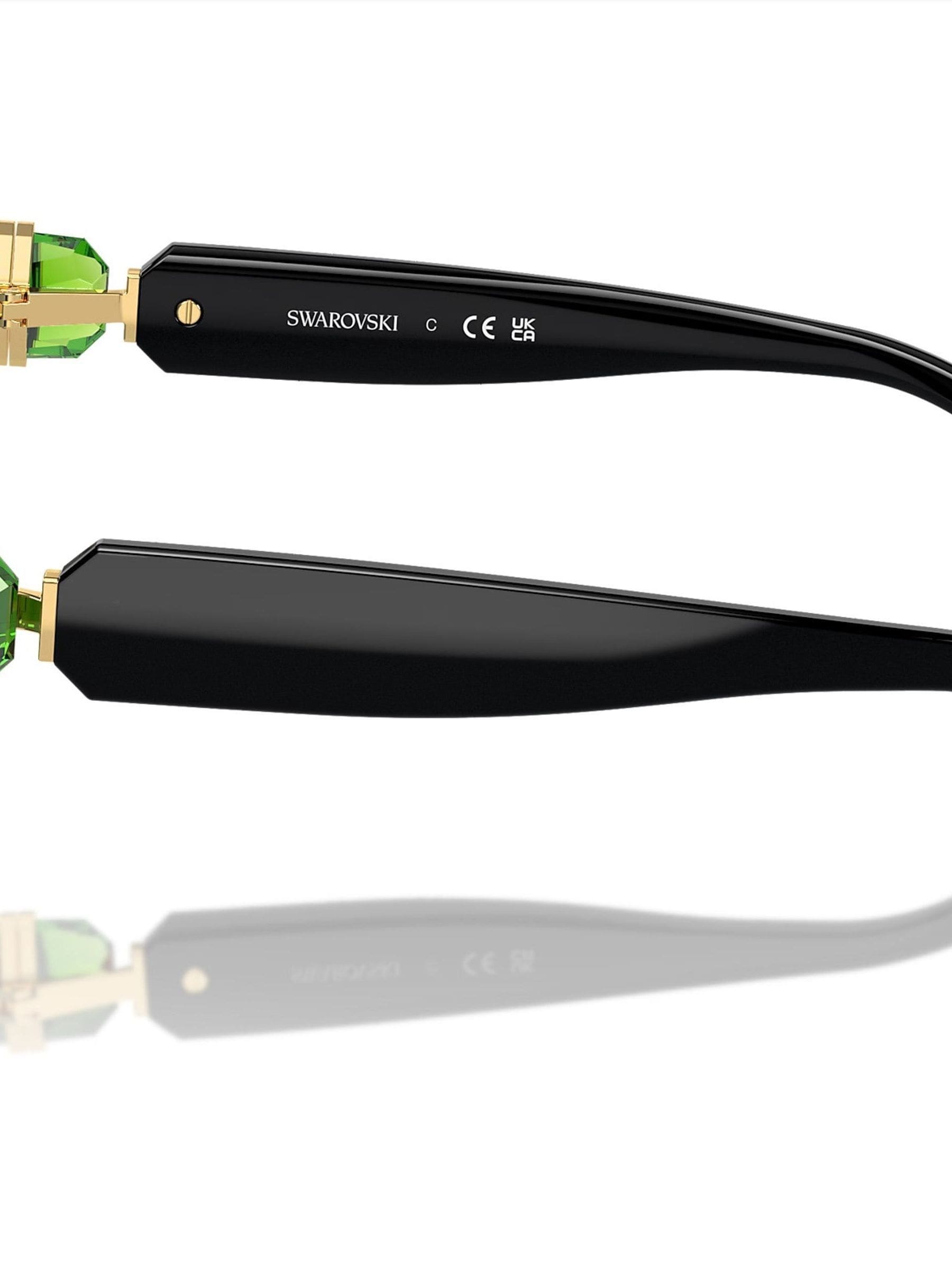 Swarovski black square sunglasses with dark grey lenses, UK version