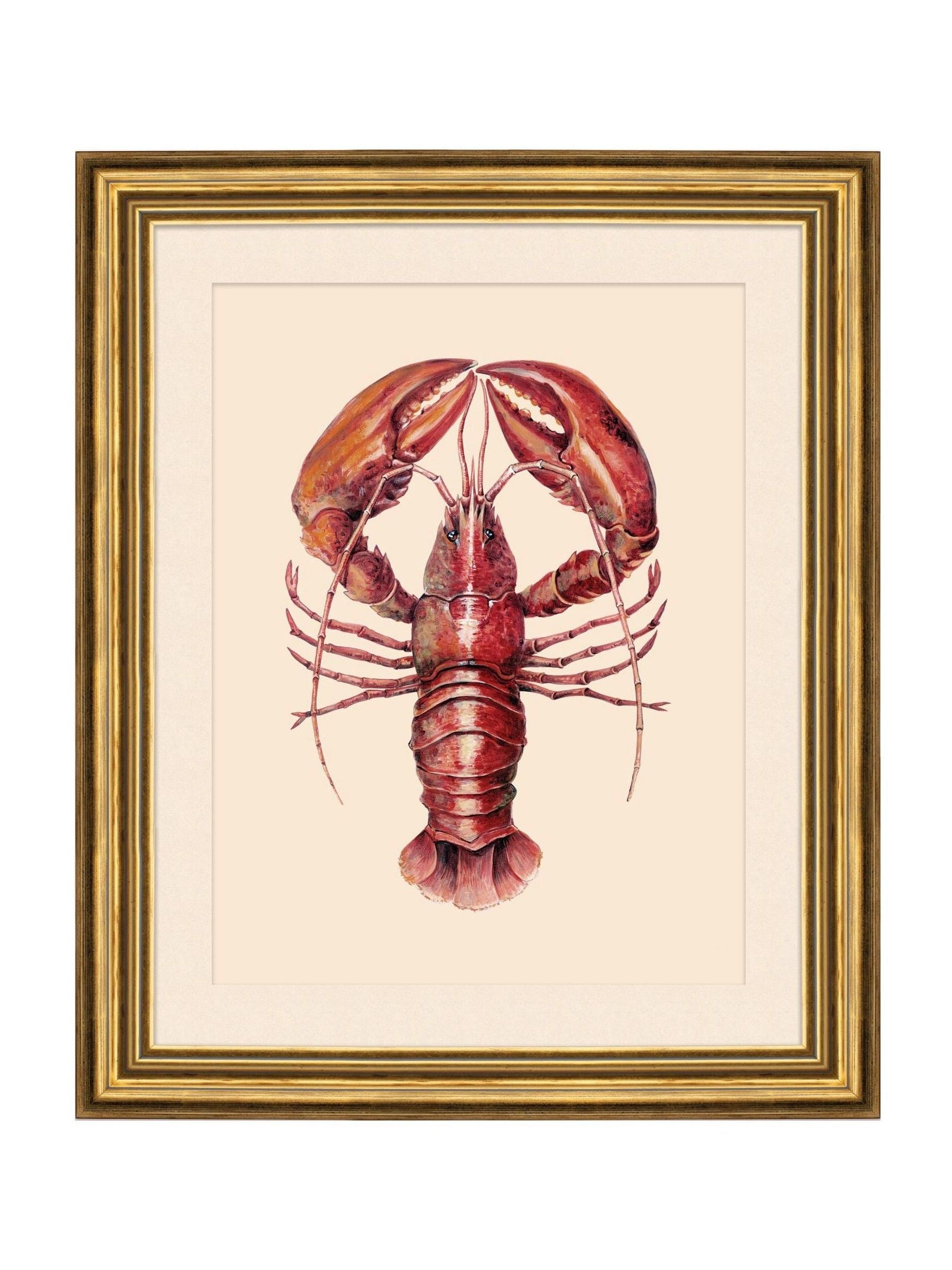 Brookpace Lascelles lobster wall art red gold frame 58cm (British brand)