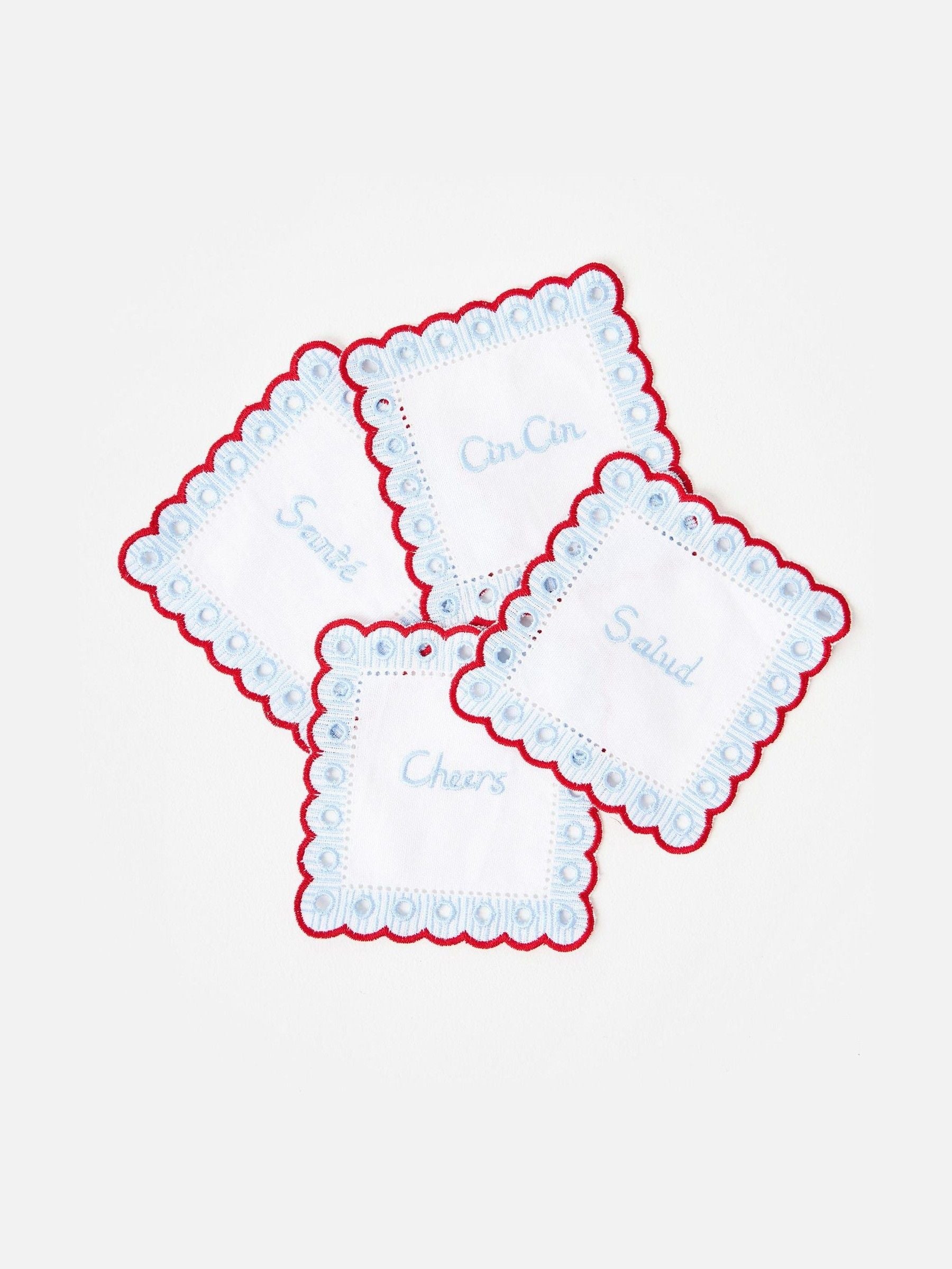 Oliver Bonas blue gingham cocktail napkins set of 4, UK version