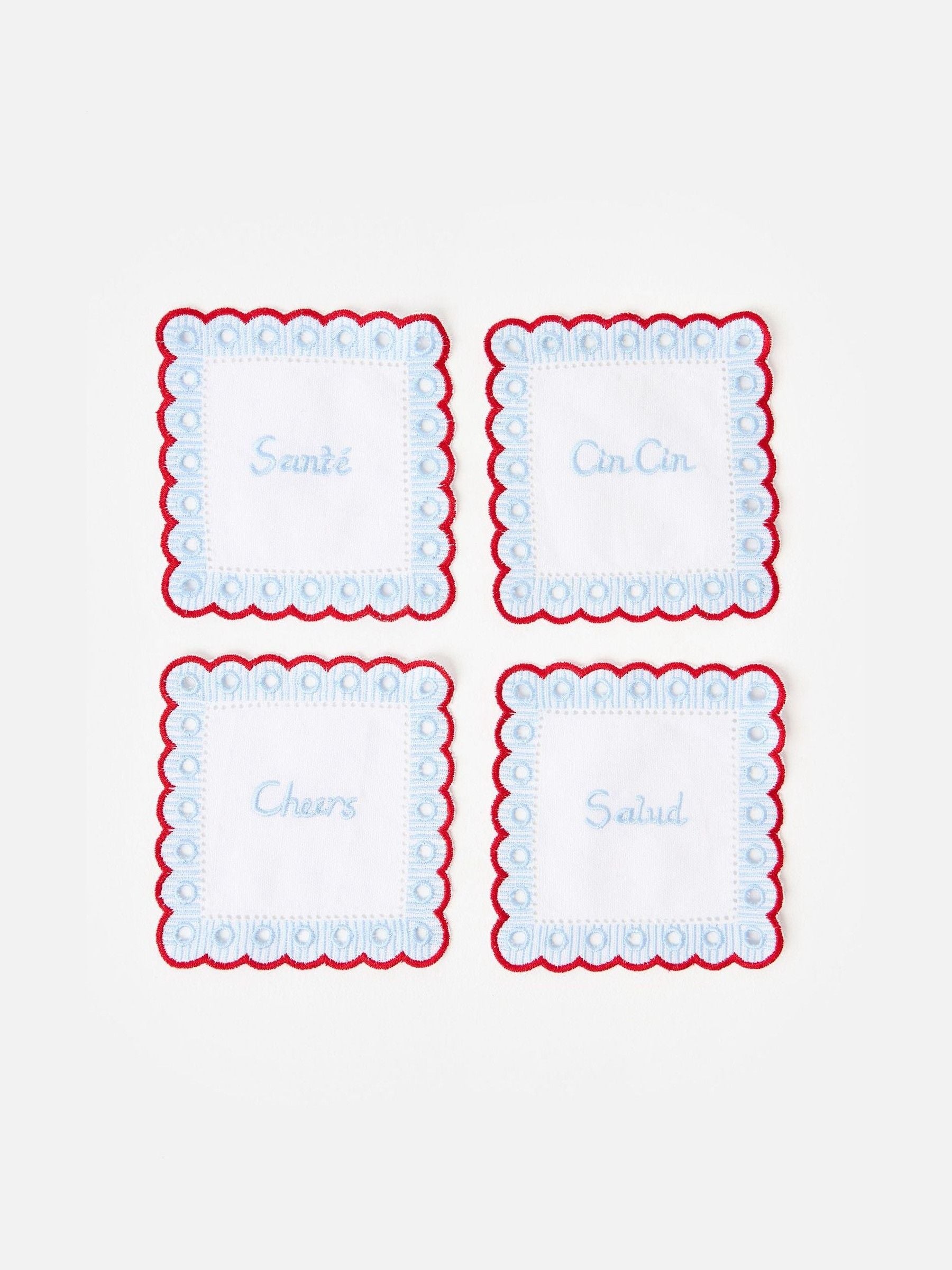 Oliver Bonas blue gingham cocktail napkins set of 4, UK version