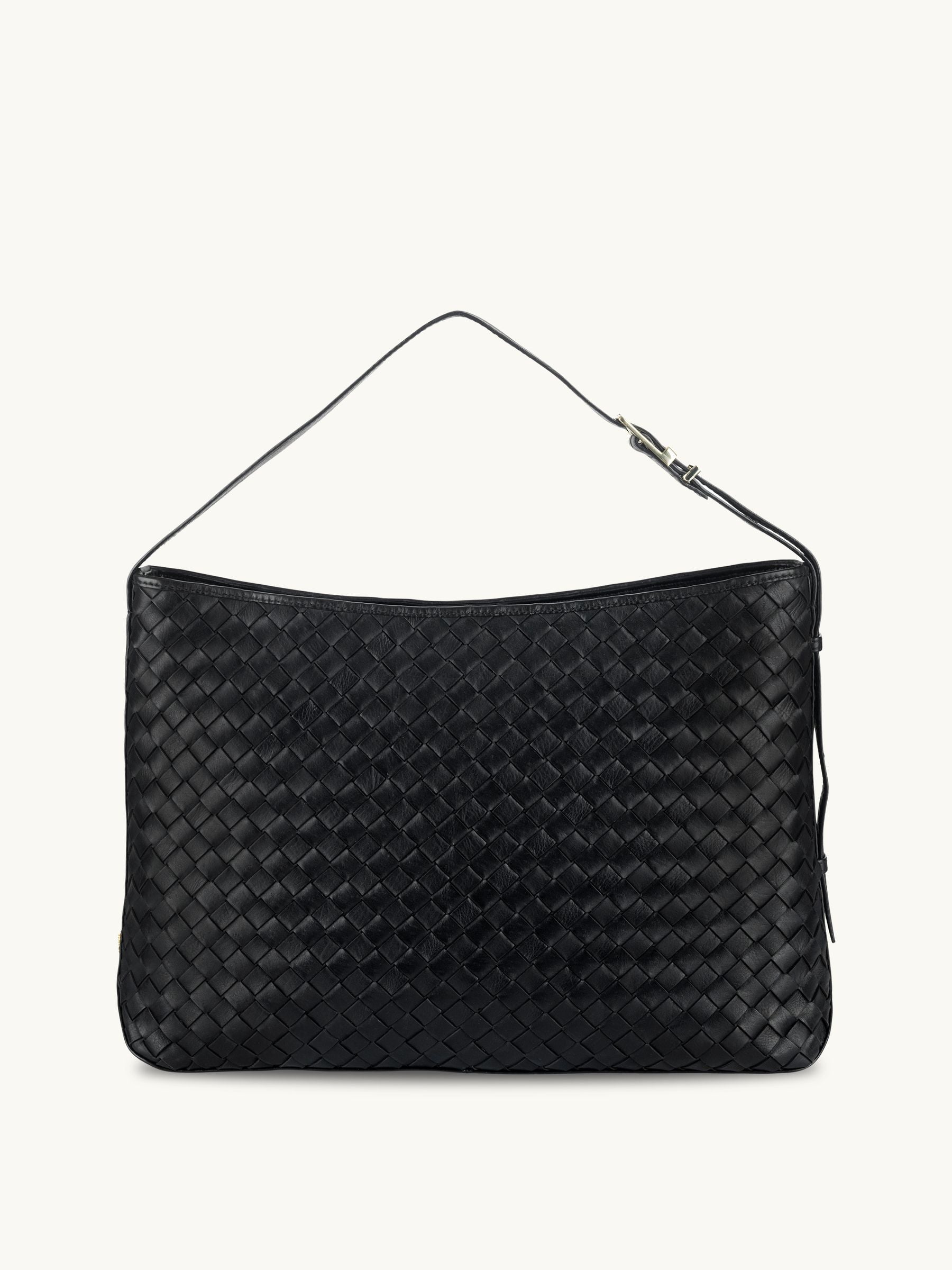 Apatchy black leather hobo bag, gold hardware, - British product