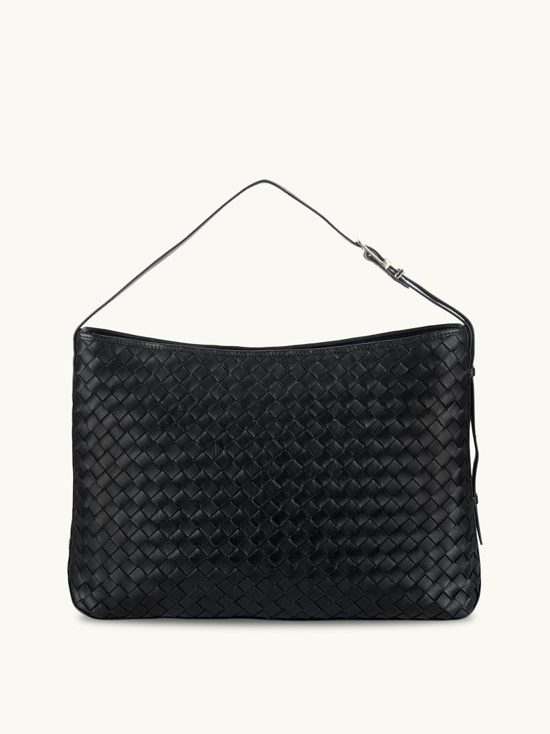 Apatchy black leather hobo bag, gold hardware, - British product