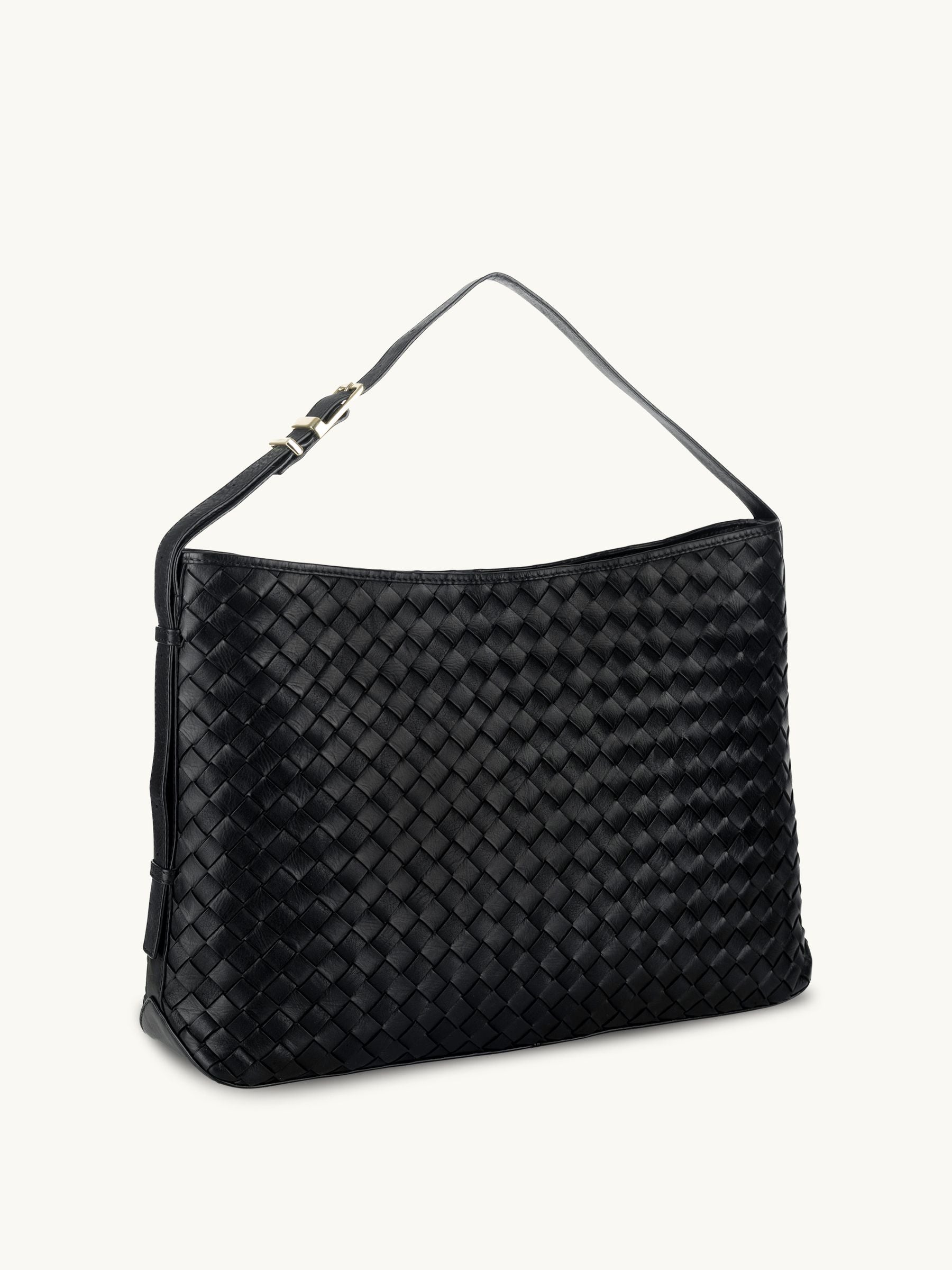 Apatchy black leather hobo bag, gold hardware, - British product