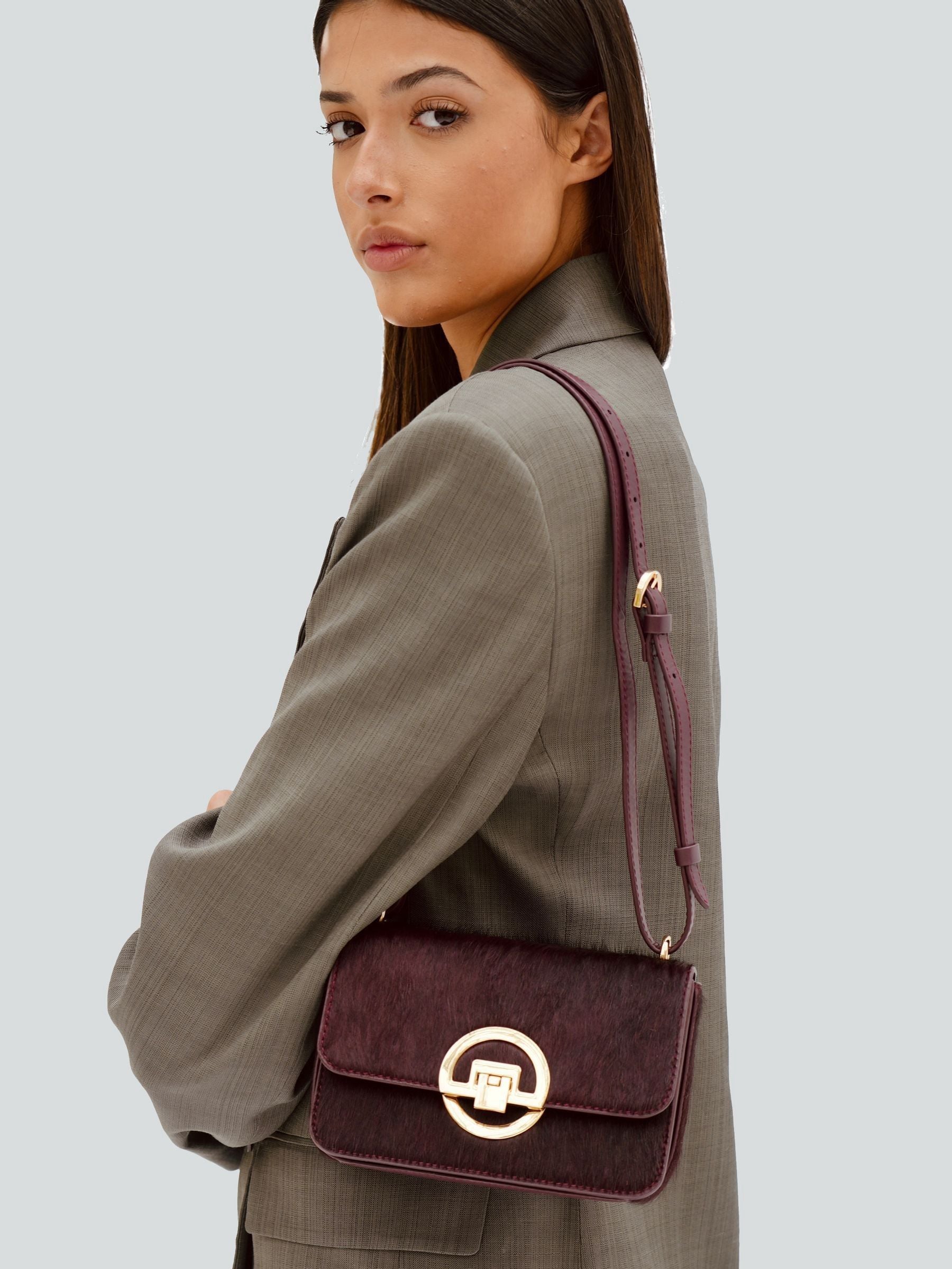 Apatchy Tilly dark hair-on leather bag burgundy (British brand)