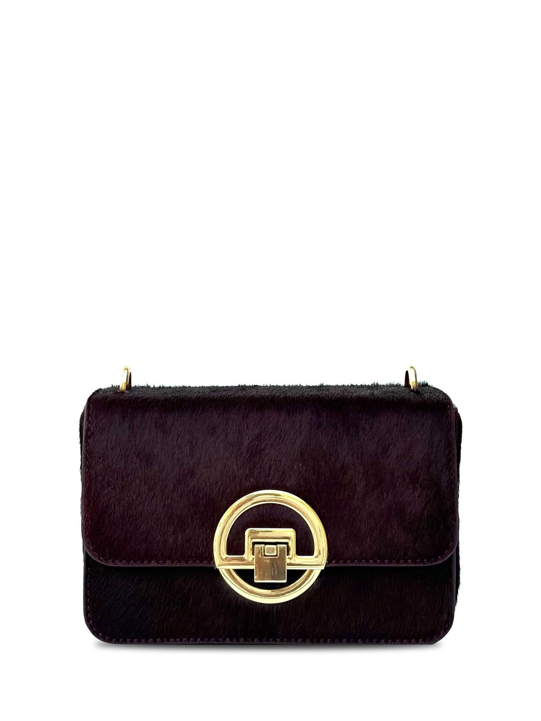 Apatchy Tilly dark hair-on leather bag burgundy (British brand)