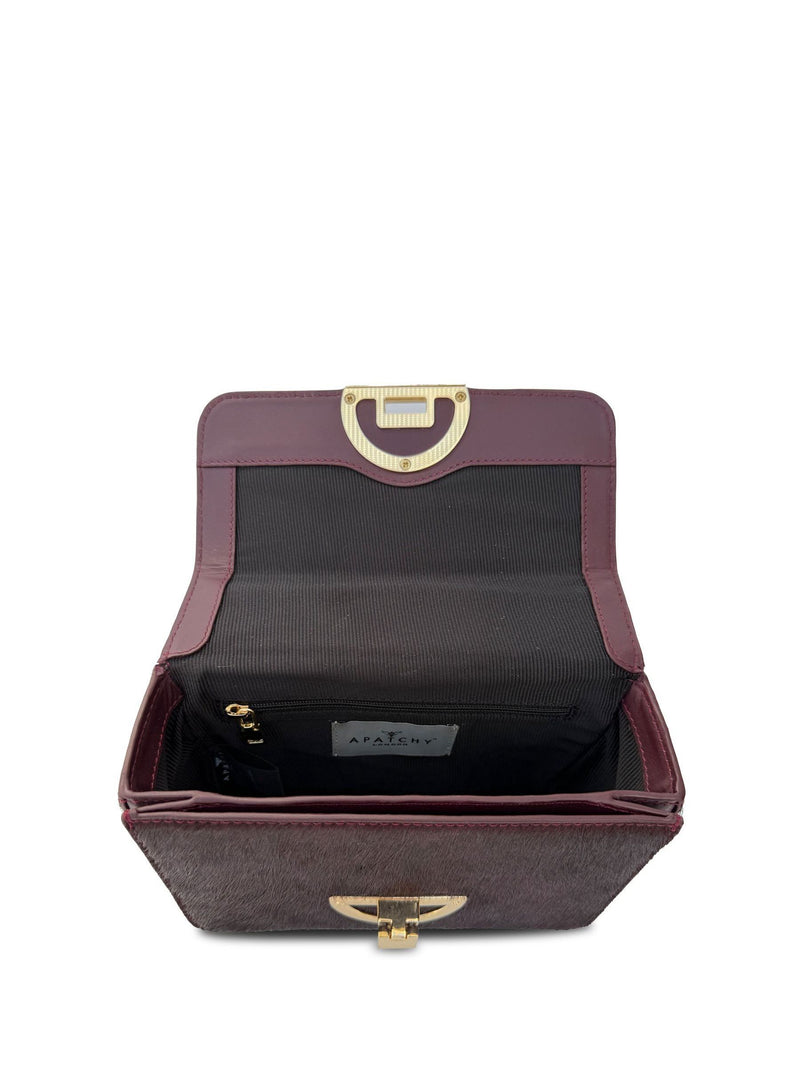 Apatchy Tilly dark hair-on leather bag burgundy (British brand)