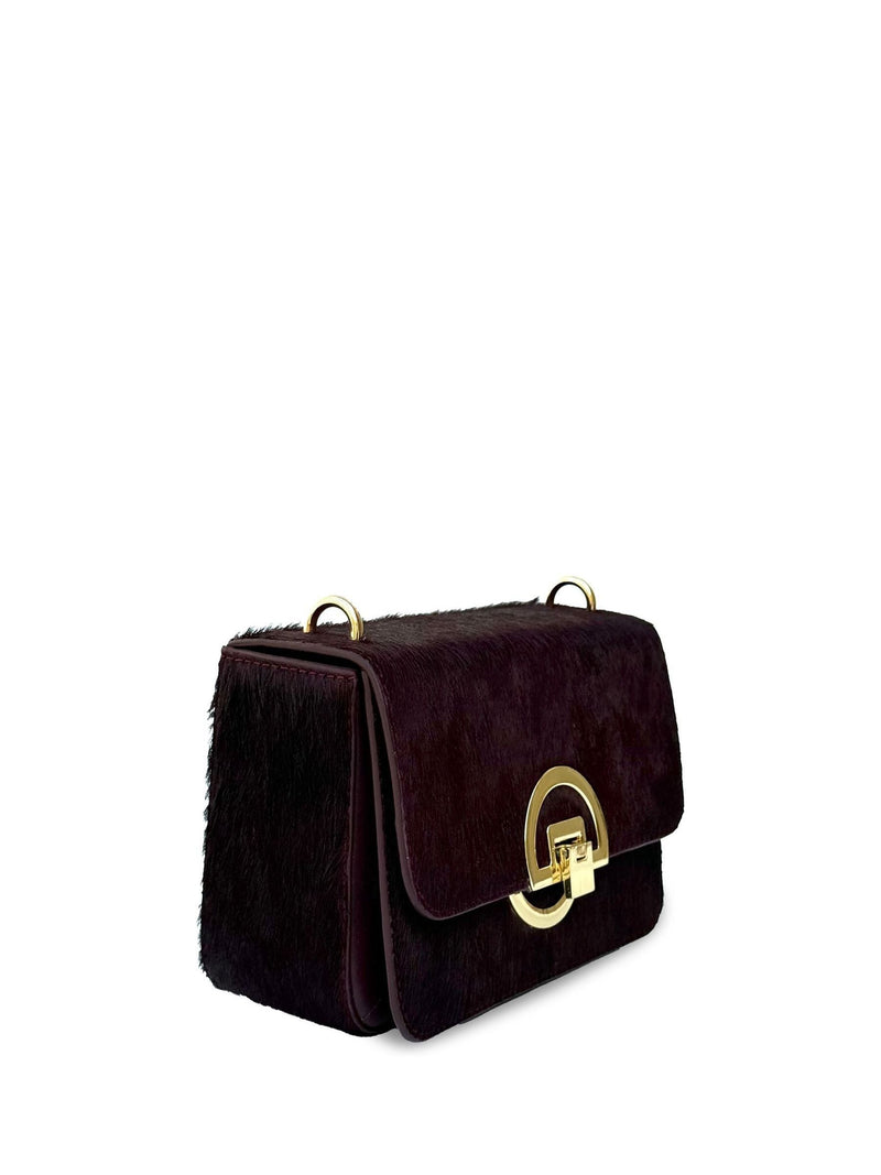 Apatchy Tilly dark hair-on leather bag burgundy (British brand)