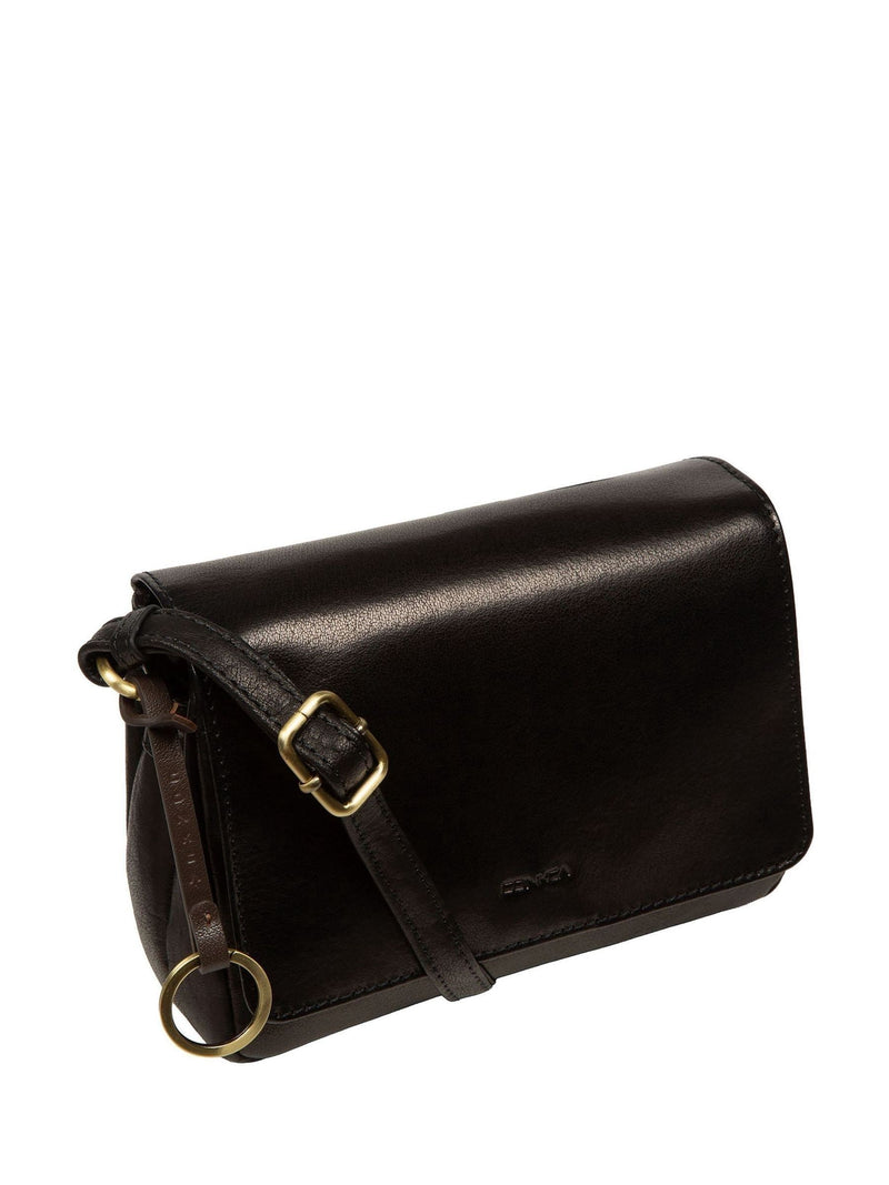 Conkca Cosima cross-body bag in black leather, imported from the UK