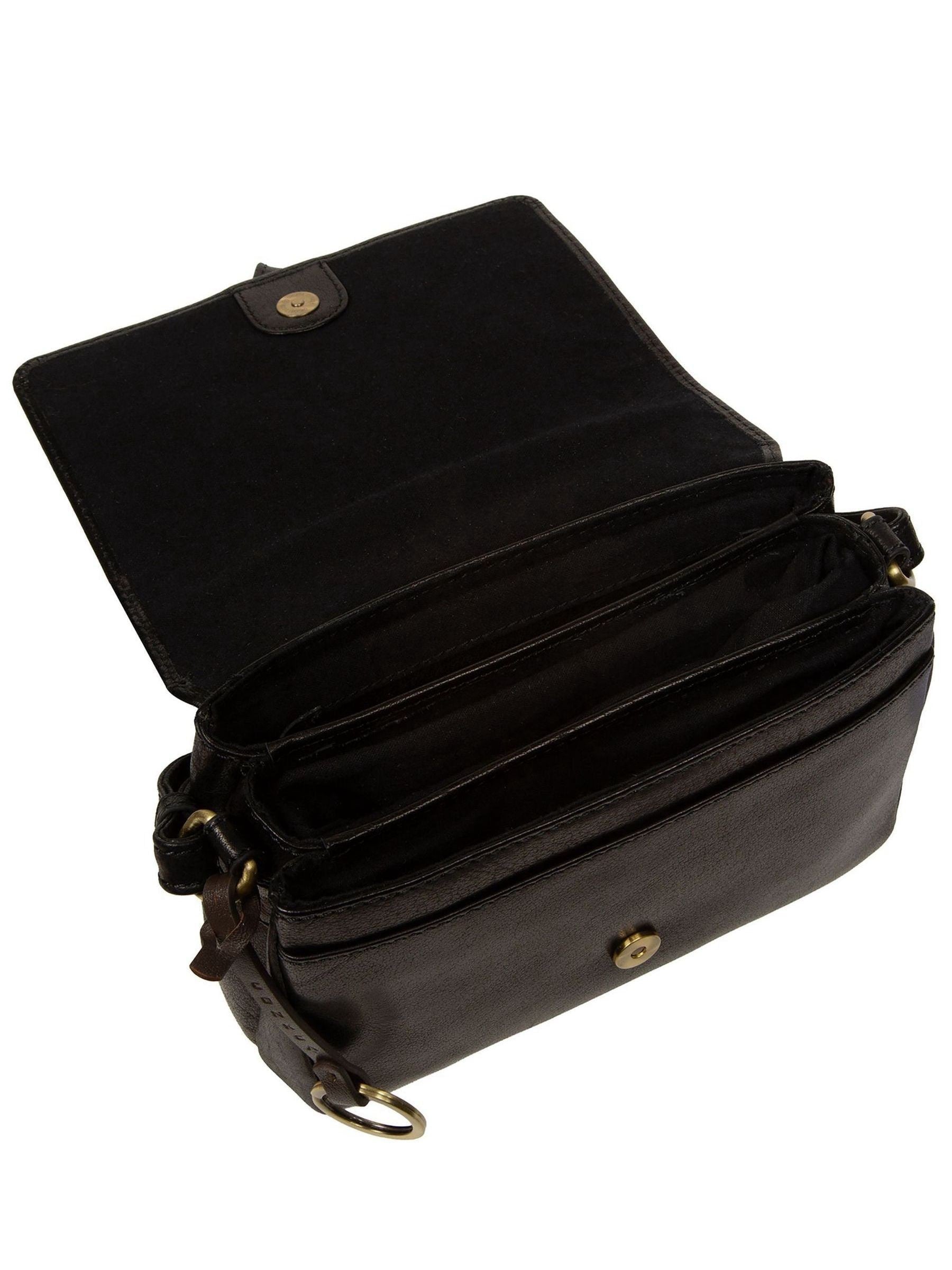 Conkca Cosima cross-body bag in black leather, imported from the UK