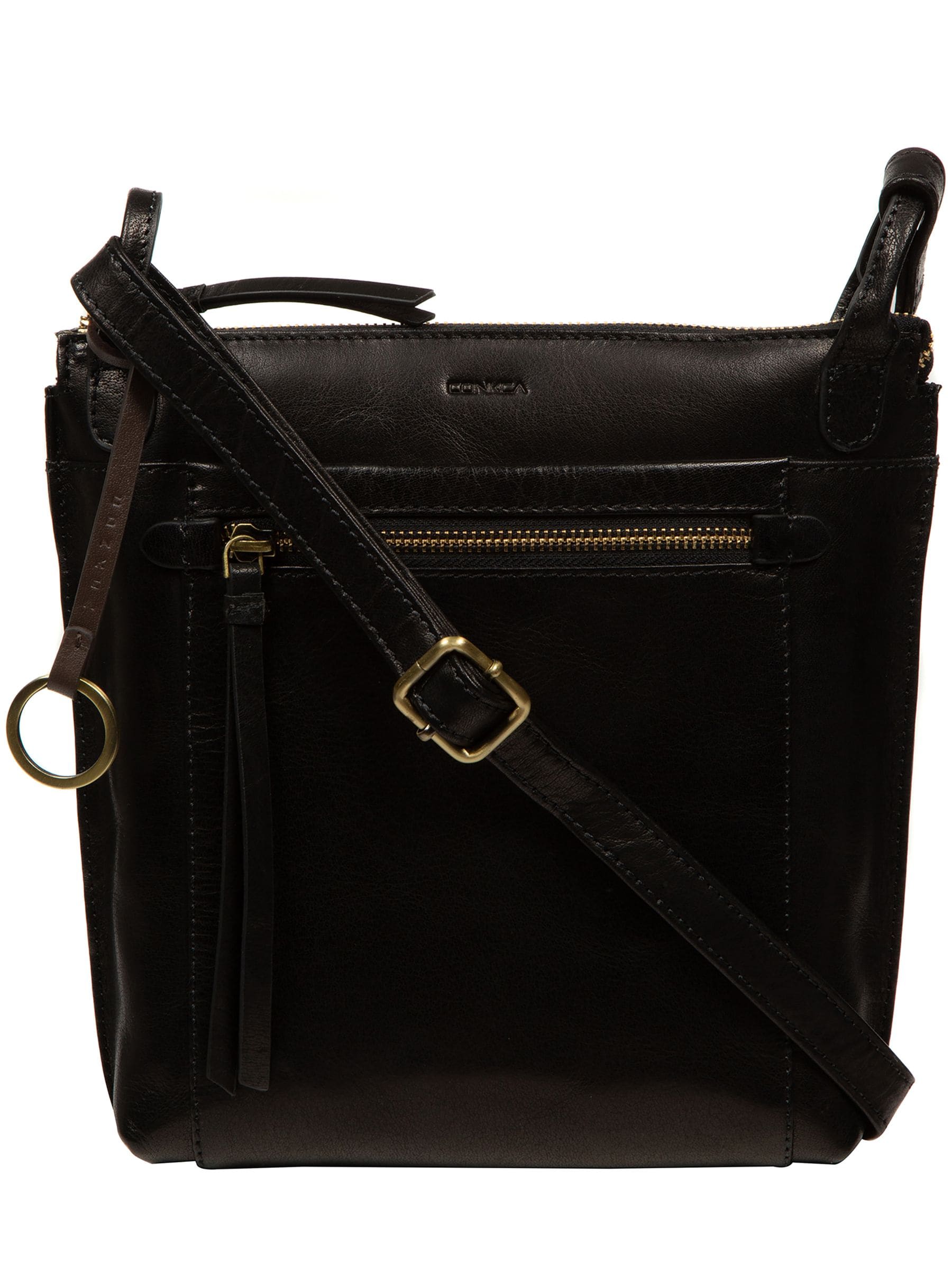 Conkca Zarro black leather shoulder bag (British brand)