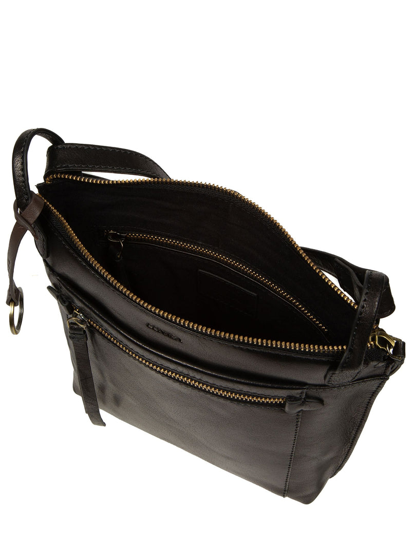 Conkca Zarro black leather shoulder bag (British brand)