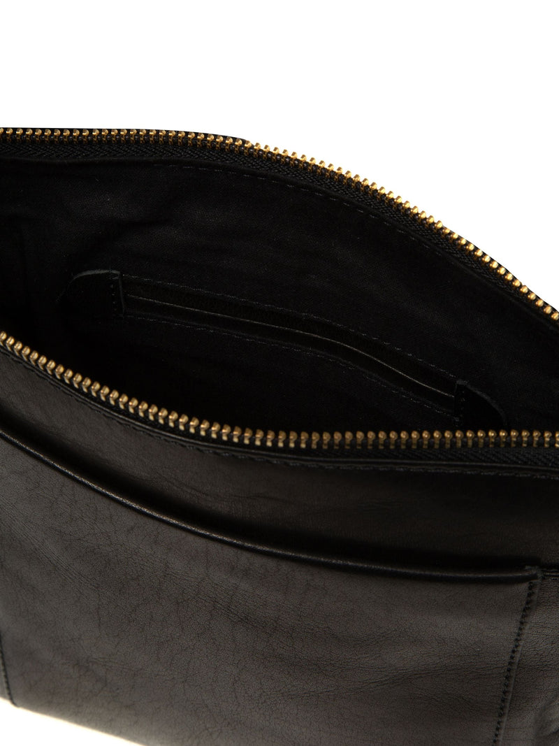 Conkca Zarro black leather shoulder bag (British brand)
