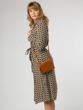Conkca Brown Fleur Leather Cross-Body Bag