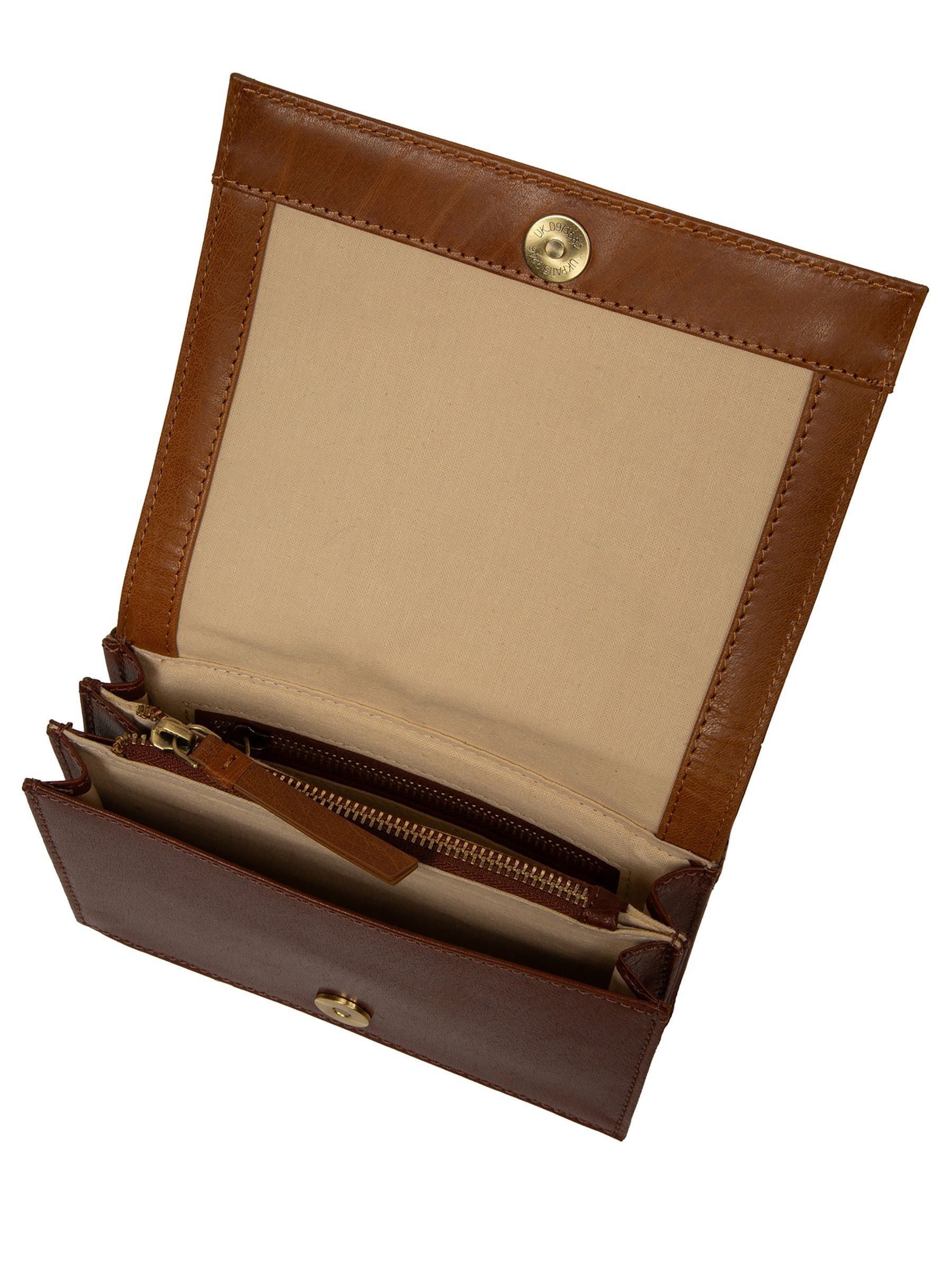 Conkca Brown Fleur Leather Cross-Body Bag