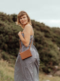 Conkca Brown Fleur Leather Cross-Body Bag
