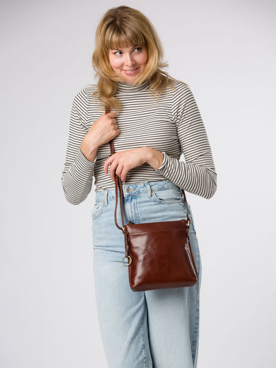 Next Conkca Brown Cassia Leather Cross-Body Bag- Buy online at McGrocer
