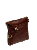 Conkca Cassia brown leather cross-body bag, imported from the UK