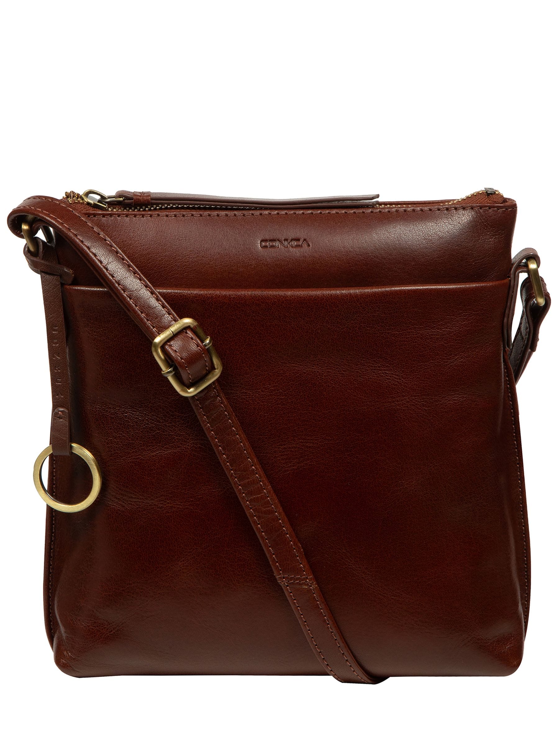 Conkca Cassia brown leather cross-body bag, imported from the UK