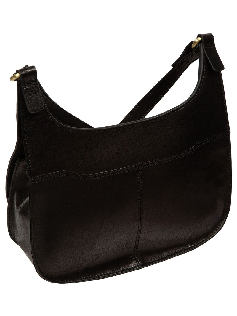 Conkca Gia black leather cross-body bag - British product