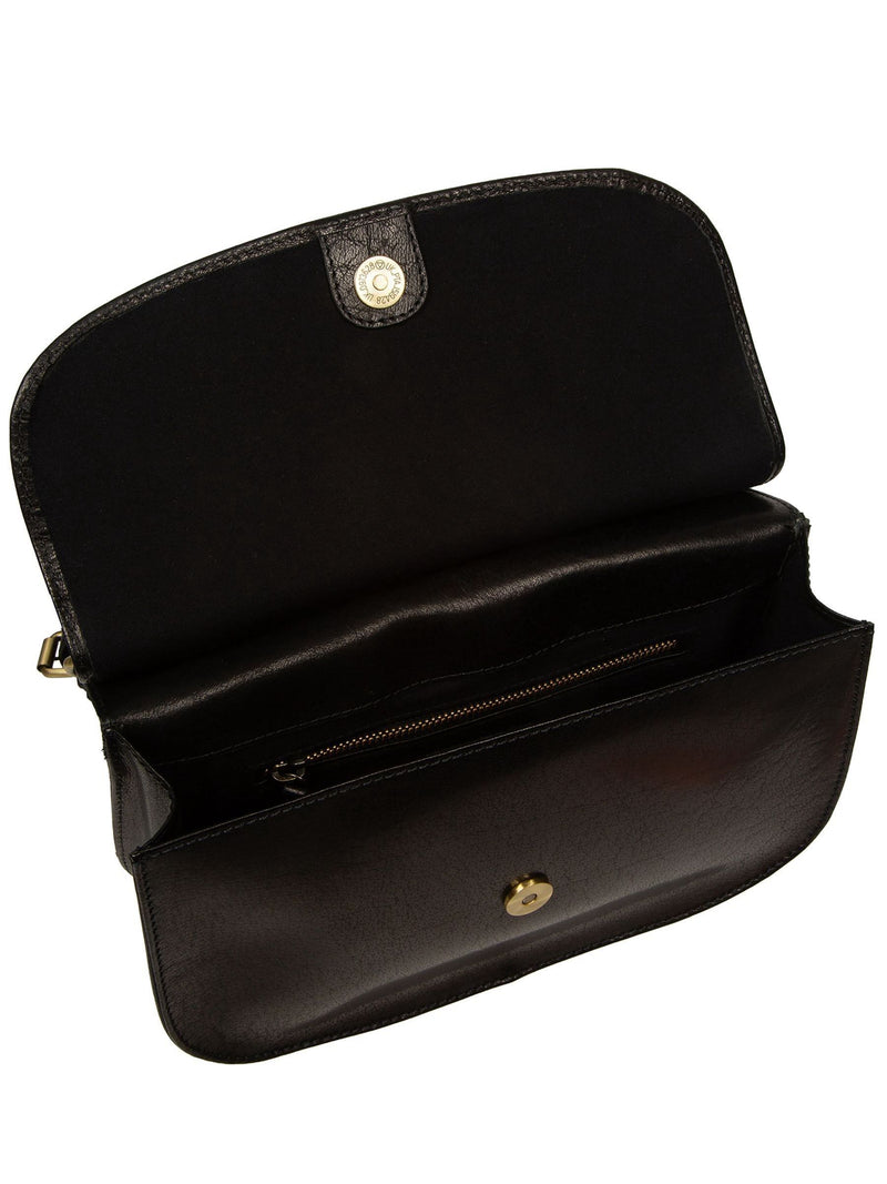 Conkca Gia black leather cross-body bag - British product
