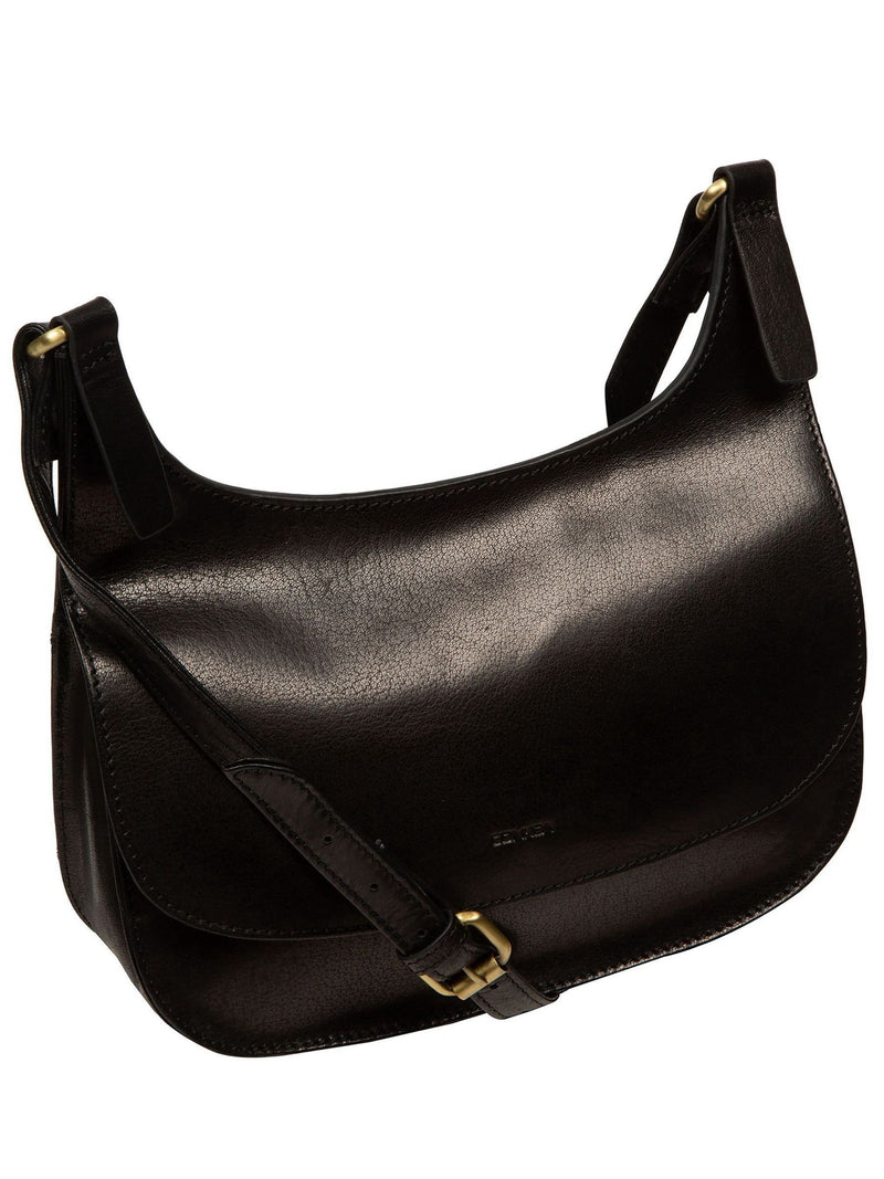 Conkca Gia black leather cross-body bag - British product