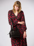 Conkca black Vesper leather handbag with brass fittings (British brand)