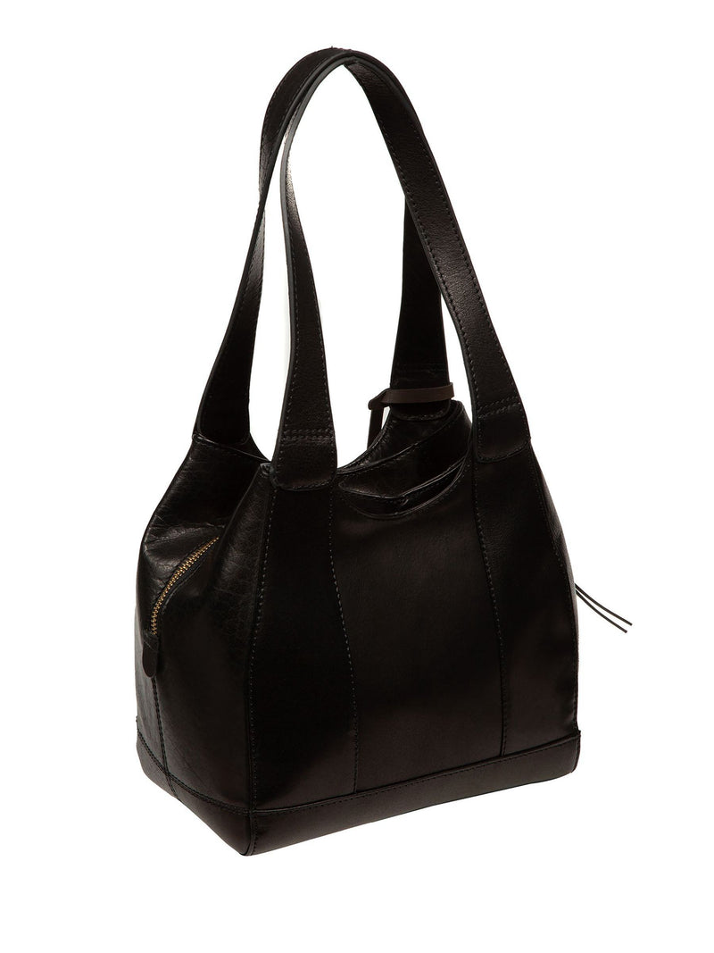 Conkca black Vesper leather handbag with brass fittings (British brand)