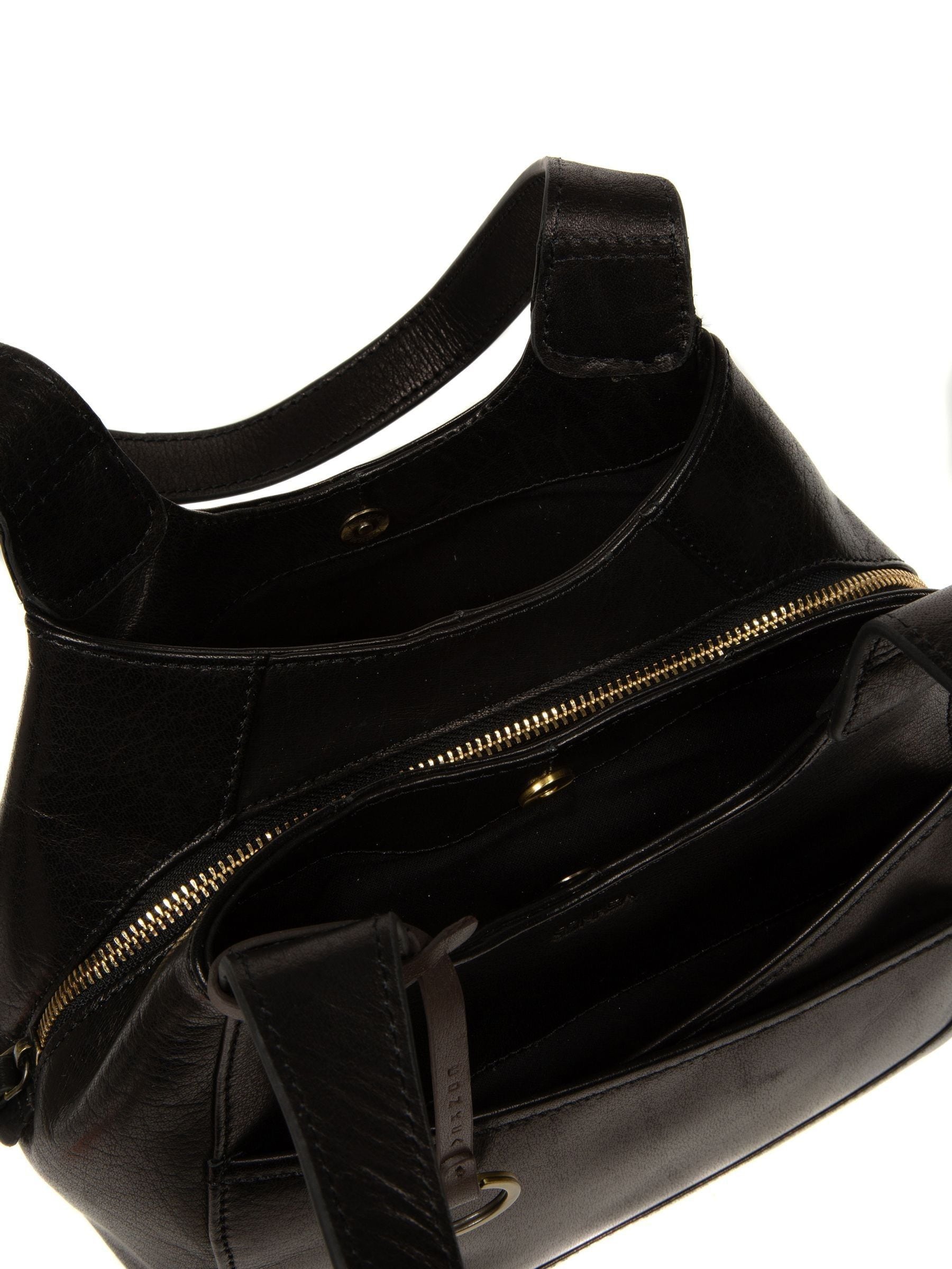 Conkca black Vesper leather handbag with brass fittings (British brand)