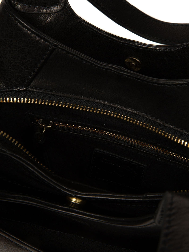 Conkca black Vesper leather handbag with brass fittings (British brand)