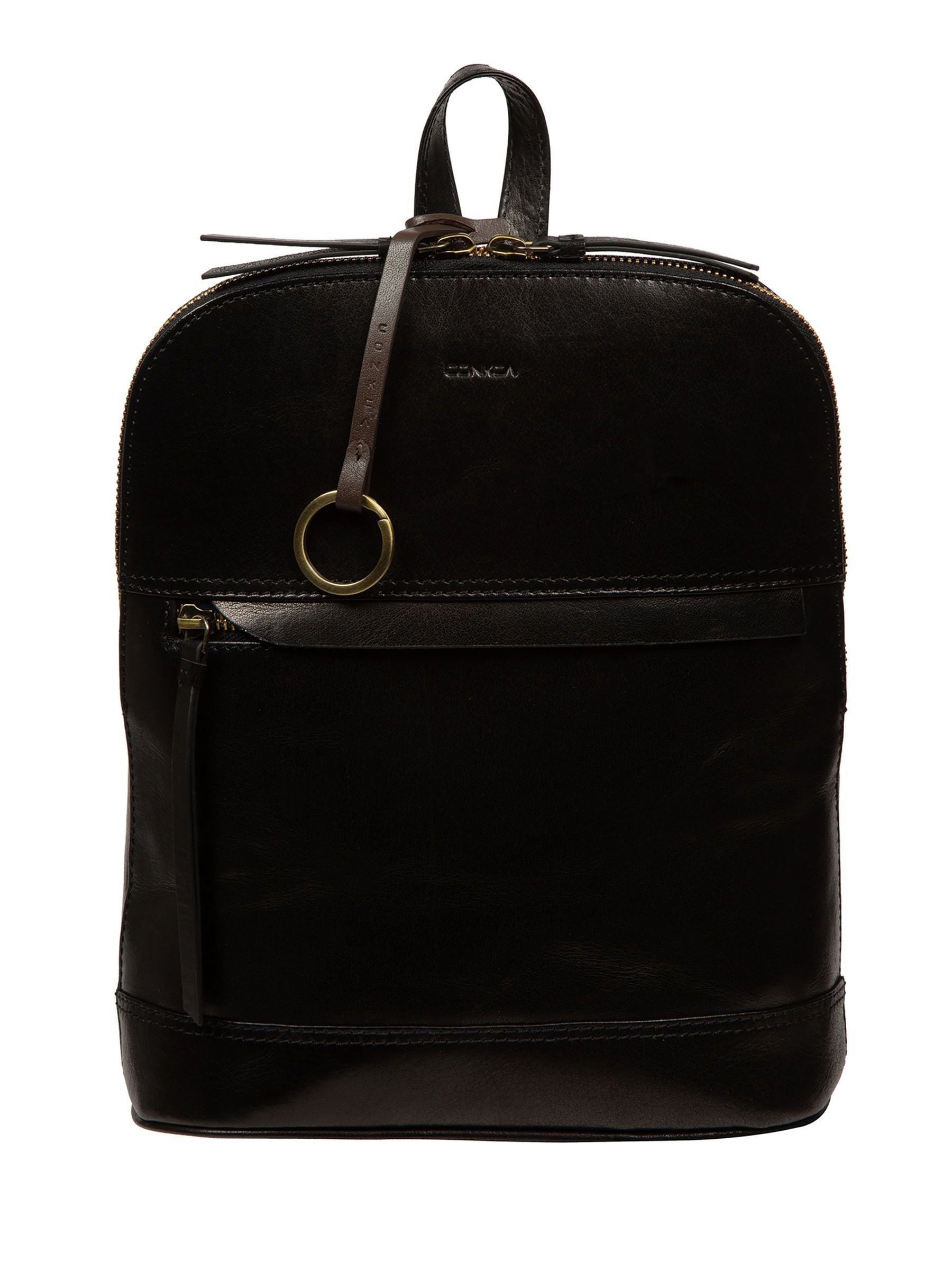 Conkca Black Violetta leather backpack 30cm, imported from the UK