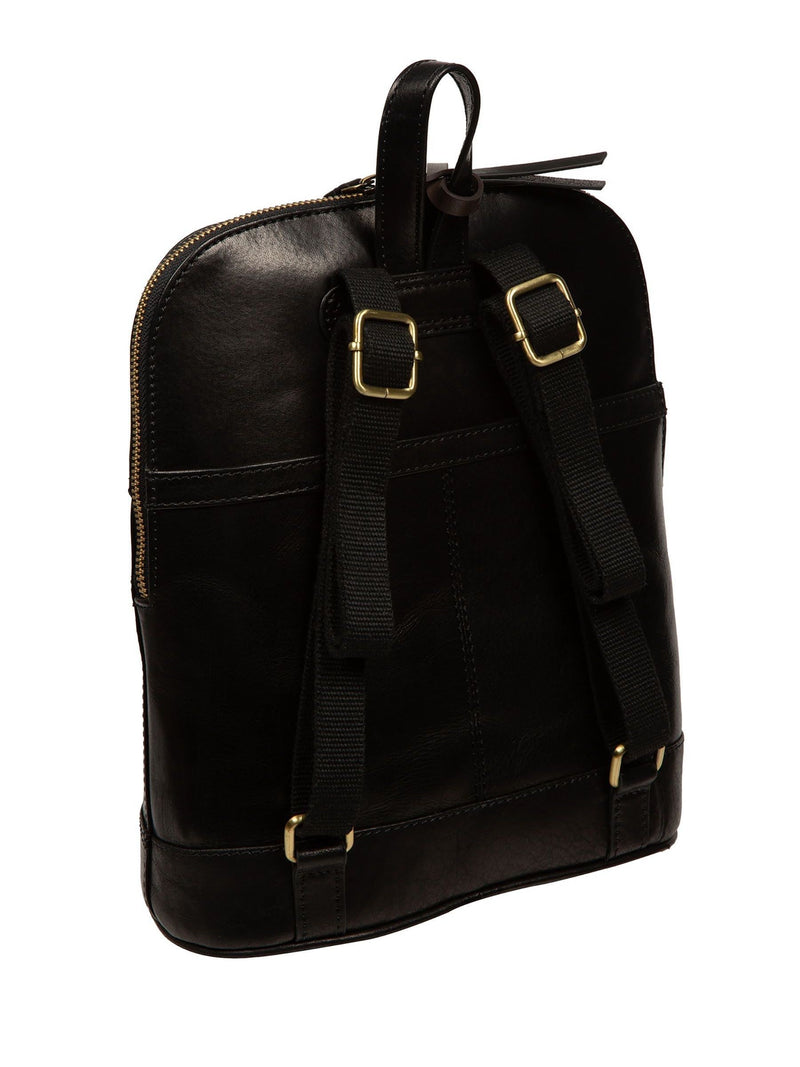 Conkca Black Violetta leather backpack 30cm, imported from the UK