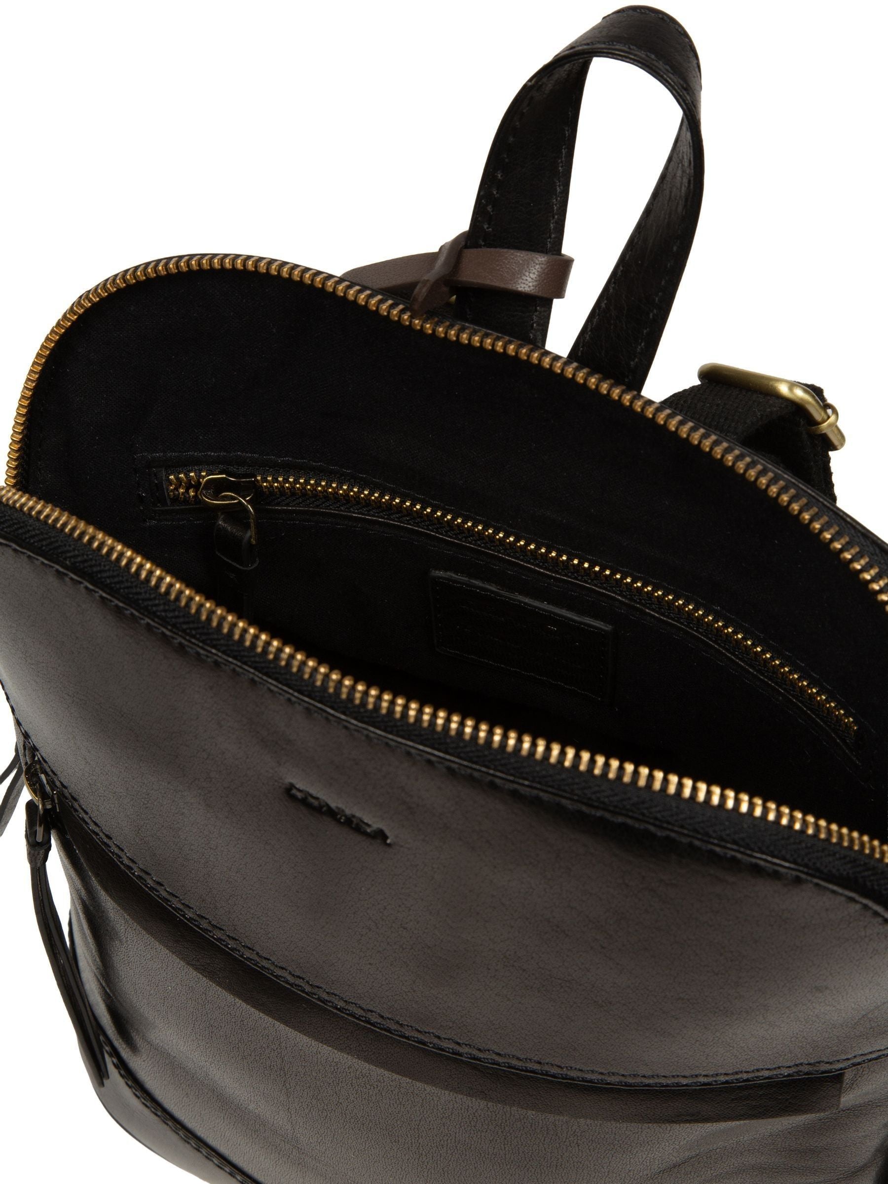 Conkca Black Violetta leather backpack 30cm, imported from the UK