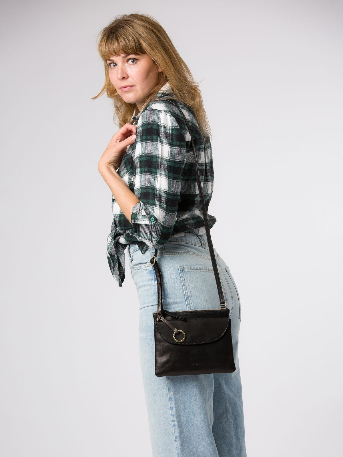Conkca Black Marietta leather cross-body bag, UK version