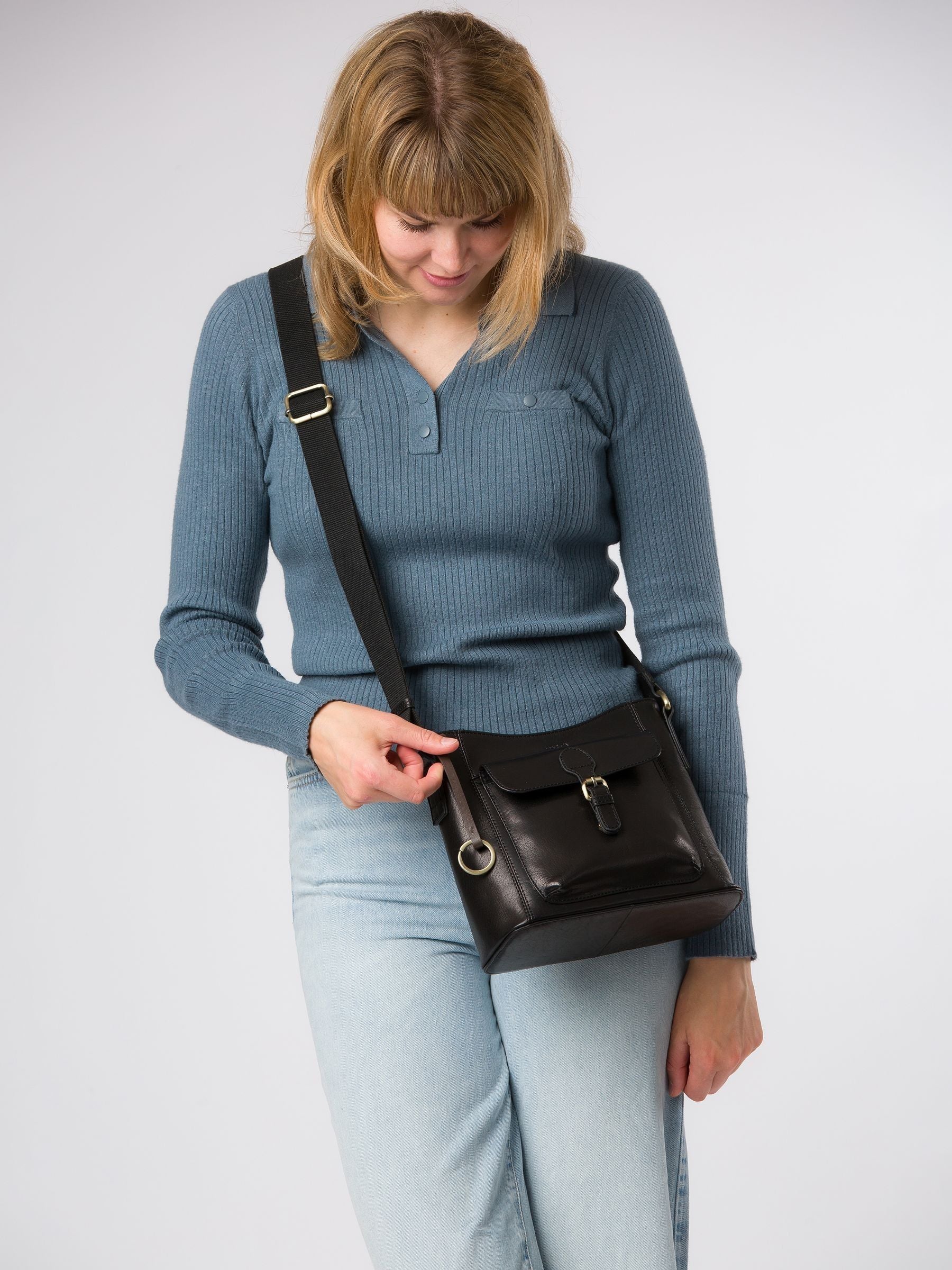 Conkca black Clementine leather cross-body bag, UK version