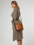 Conkca multi-toned brown leather shoulder bag with adjustable strap, UK version