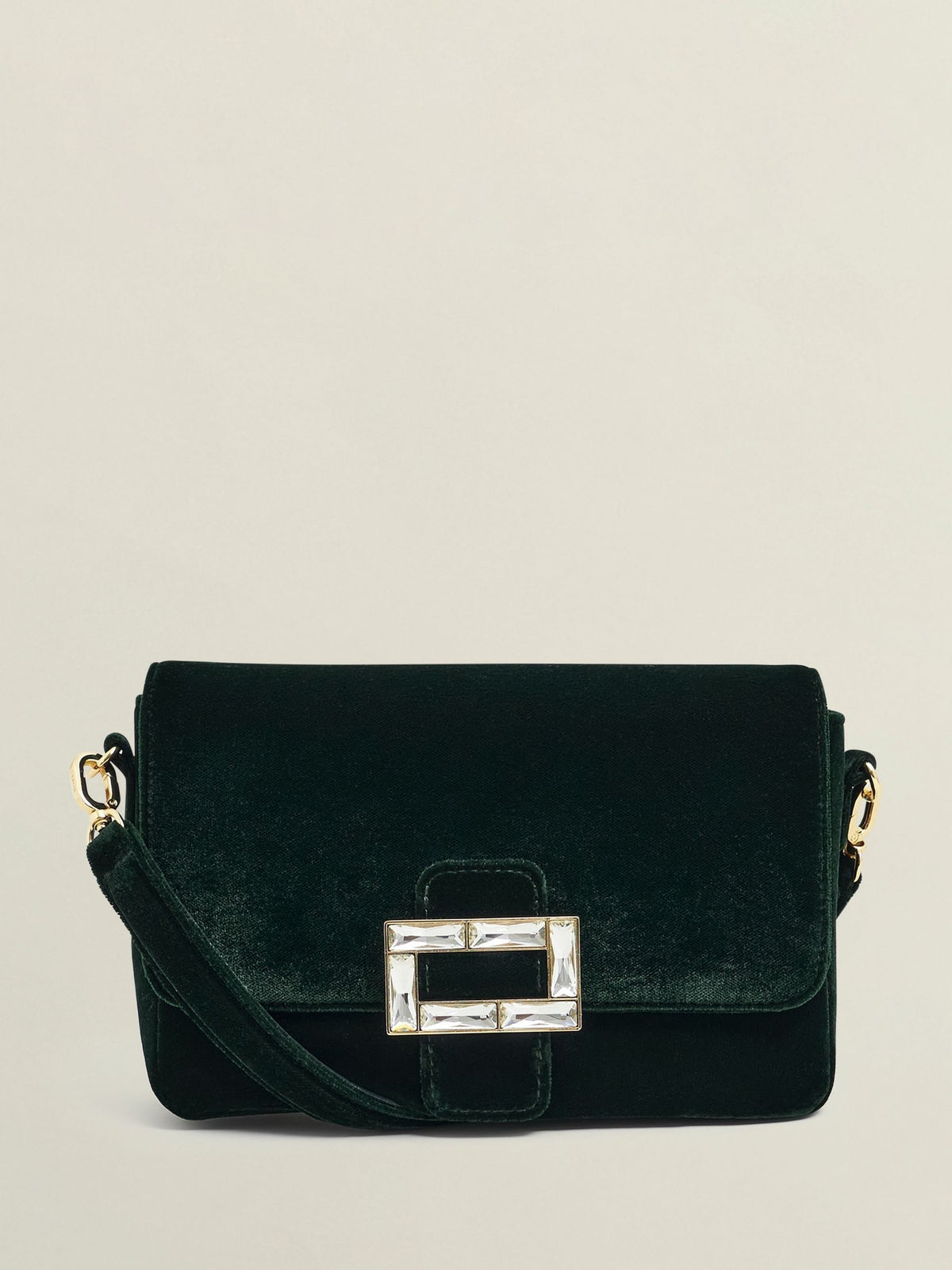 Hobbs Alexandria velvet clutch bag in green, UK version