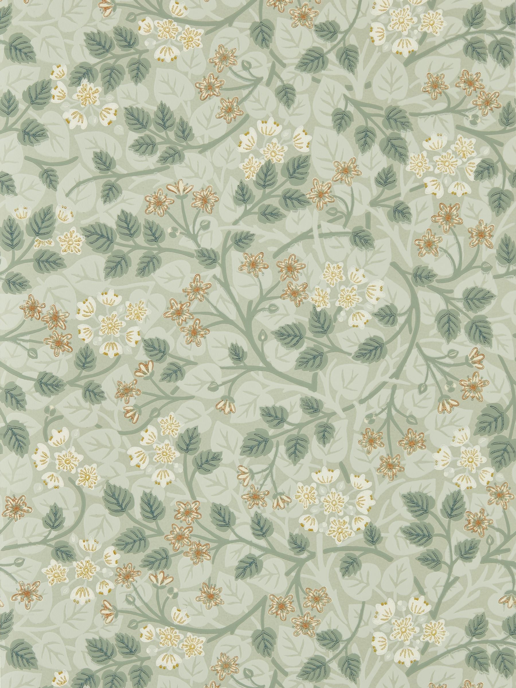 Sanderson Nymph Highgrove wallpaper Silver Lime 10M, imported from the UK