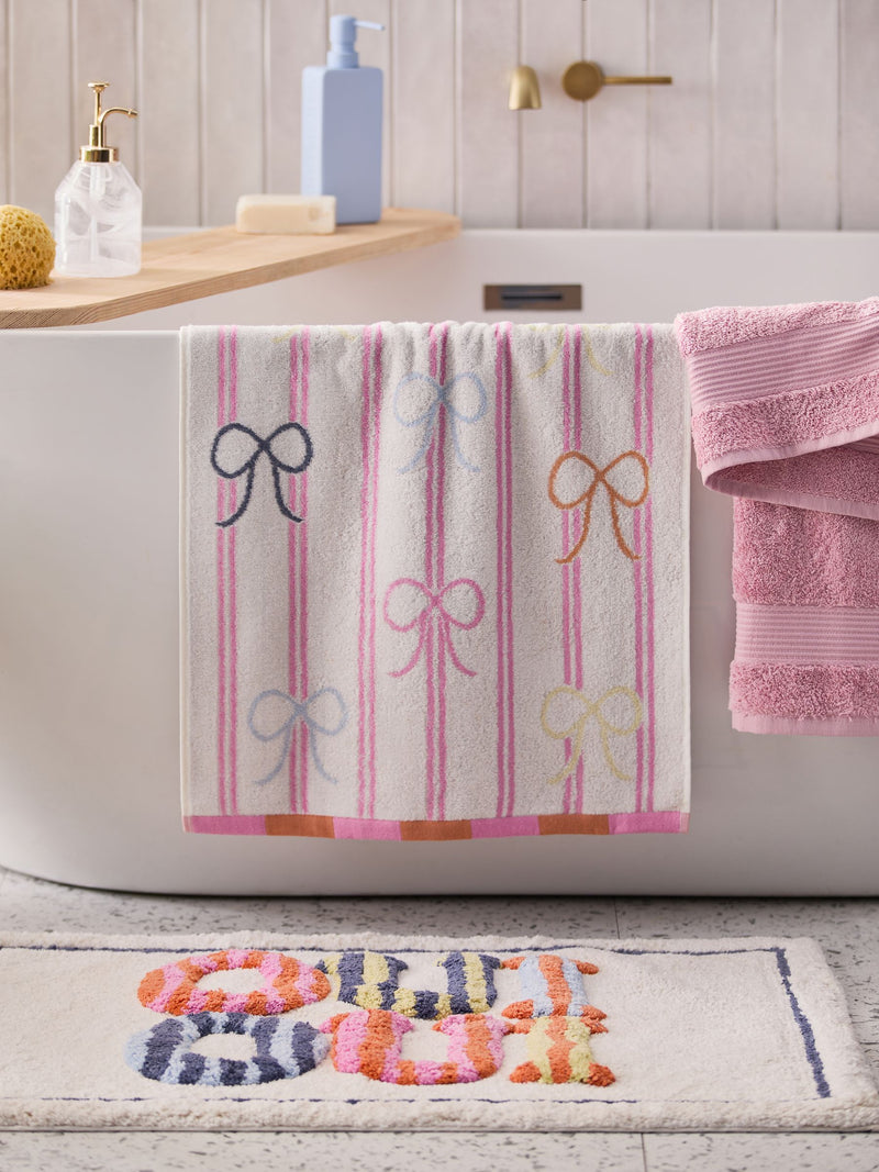 Multi striped bow towel (British brand)