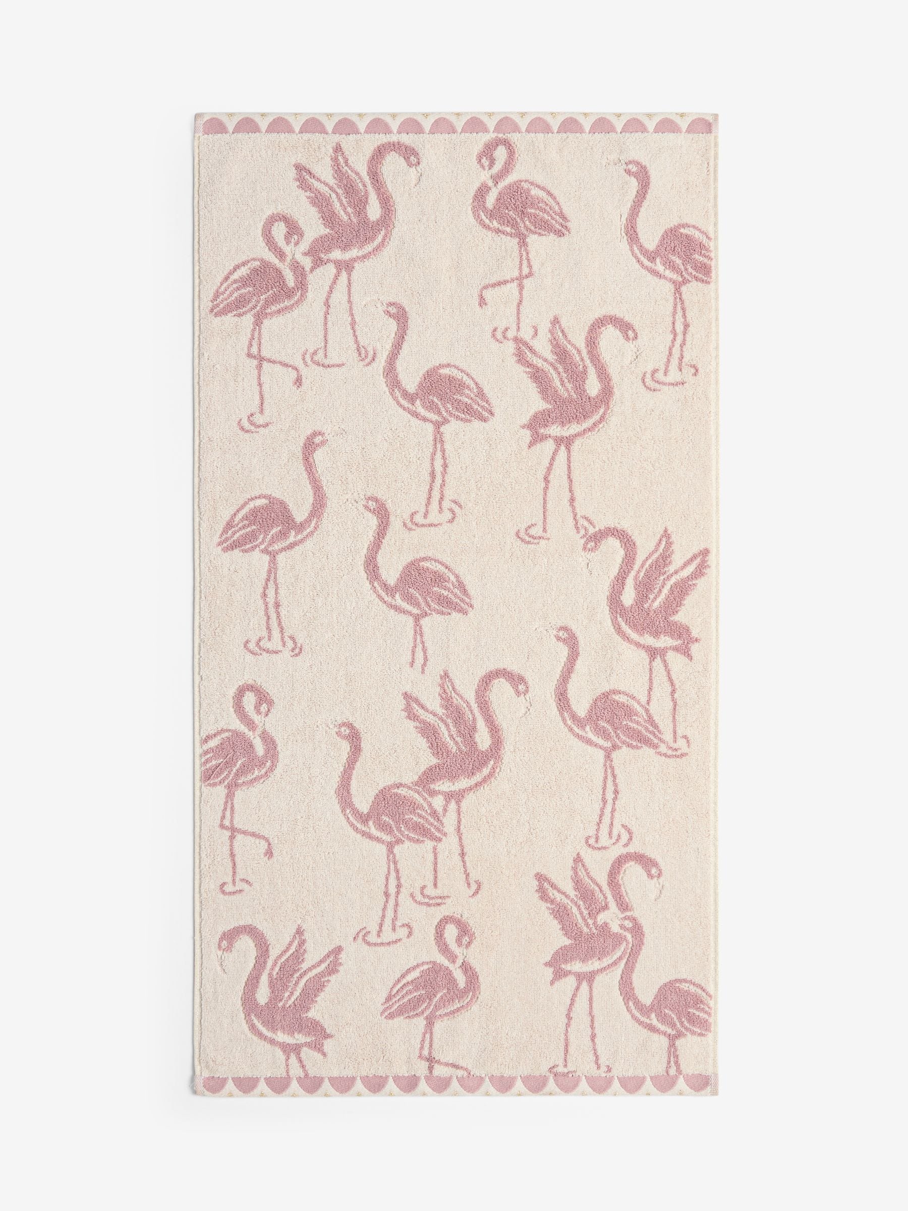 Pink Flamingo towel with sparkle detail hand and bath sizes - British product