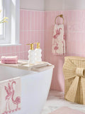 Pink Flamingo towel with sparkle detail hand and bath sizes - British product