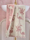 Pink Flamingo towel with sparkle detail hand and bath sizes - British product