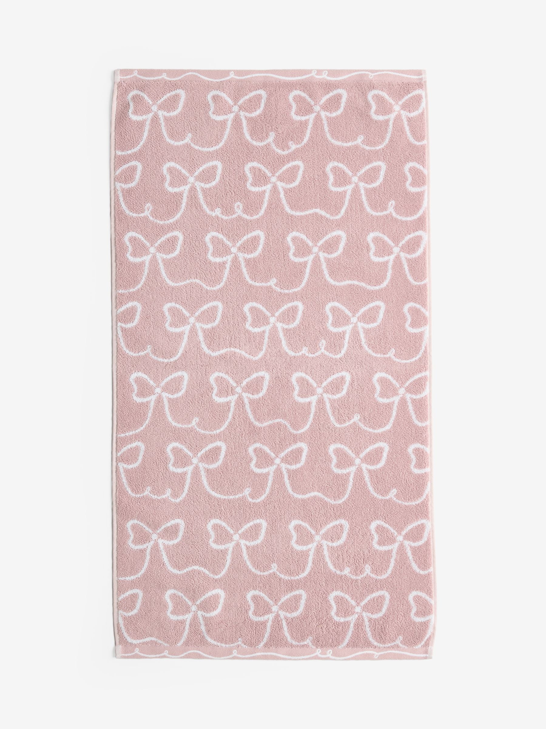 Pink Bow 100% cotton hand and bath towel, imported from the UK