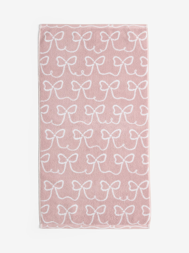 Pink Bow 100% cotton hand and bath towel, imported from the UK