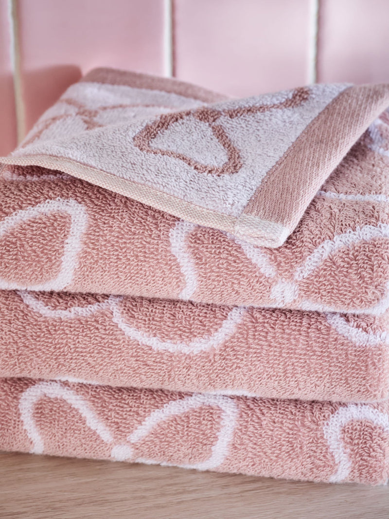 Pink Bow 100% cotton hand and bath towel, imported from the UK