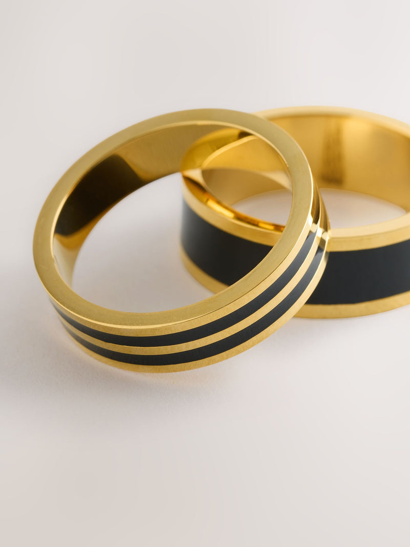 Gold plated steel two tone ring multipack (British brand)